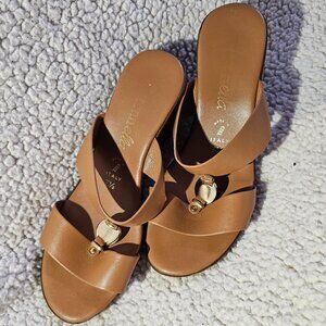 Toscanella Made in Italy Wedge Sandals – Brown, Size 7.5, Open Toe